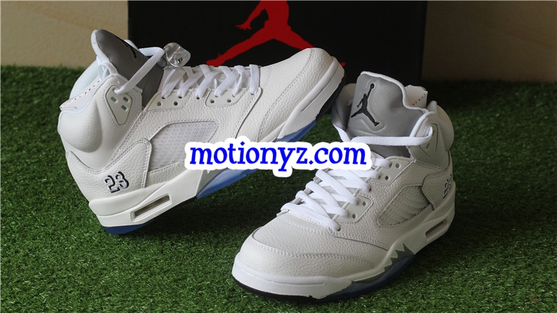 Authentic Air Jordan 5 Retro Metallic White